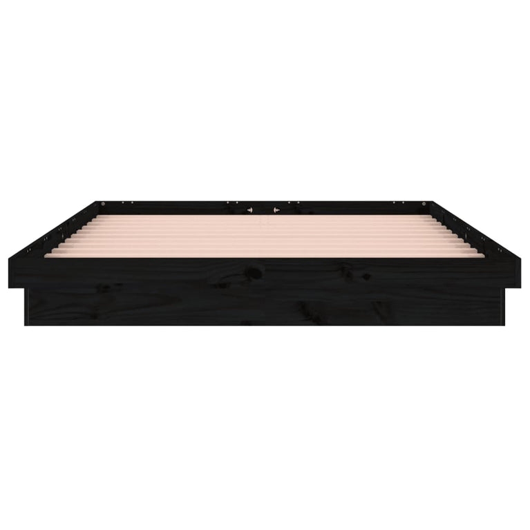 Bedframe LED massief hout zwart 120x190 cm