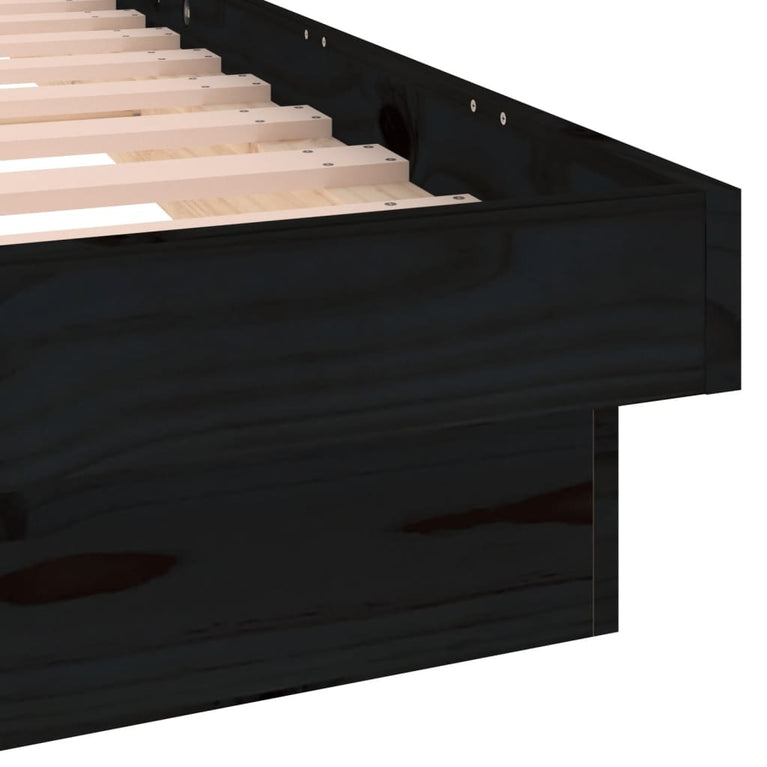 Bedframe LED massief hout zwart 120x190 cm
