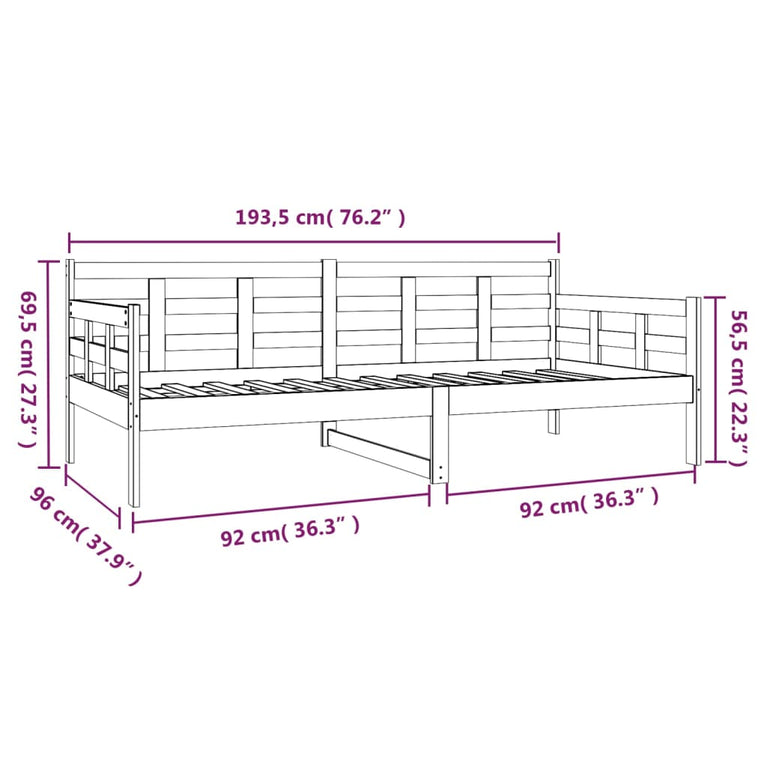 Slaapbank massief grenenhout honingbruin 90x190 cm