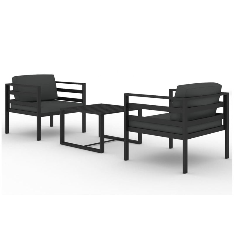 3-delige Loungeset met kussens aluminium antracietkleurig