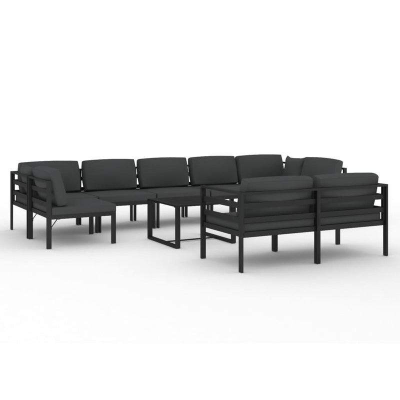 10-delige Loungeset met kussens aluminium antracietkleurig