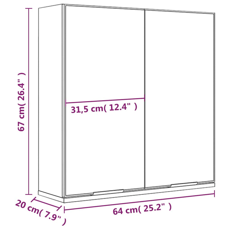 Badkamerkast met spiegel 64x20x67 cm sonoma eikenkleurig