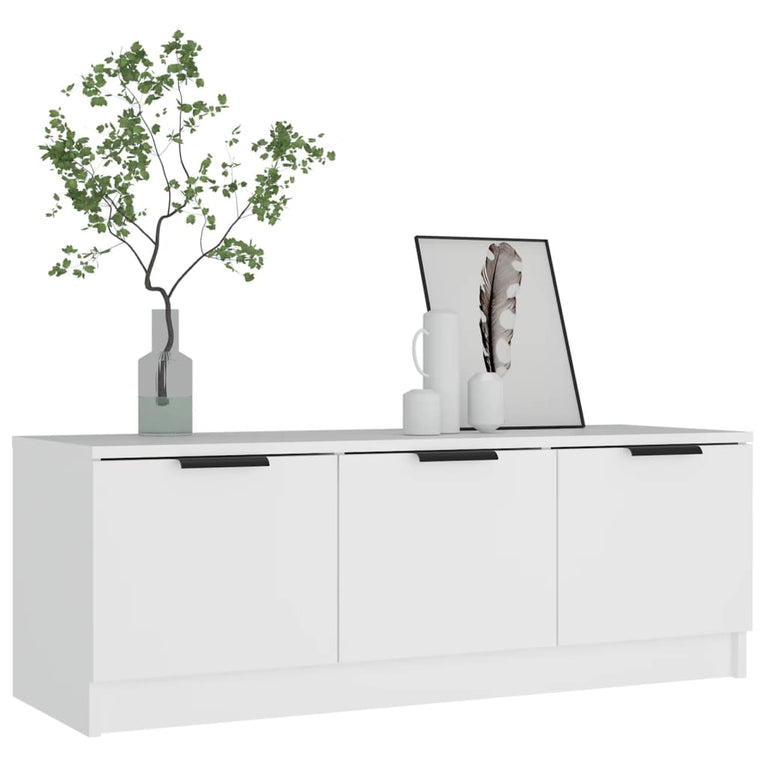 Tv-meubel 102x35x36,5 cm bewerkt hout wit