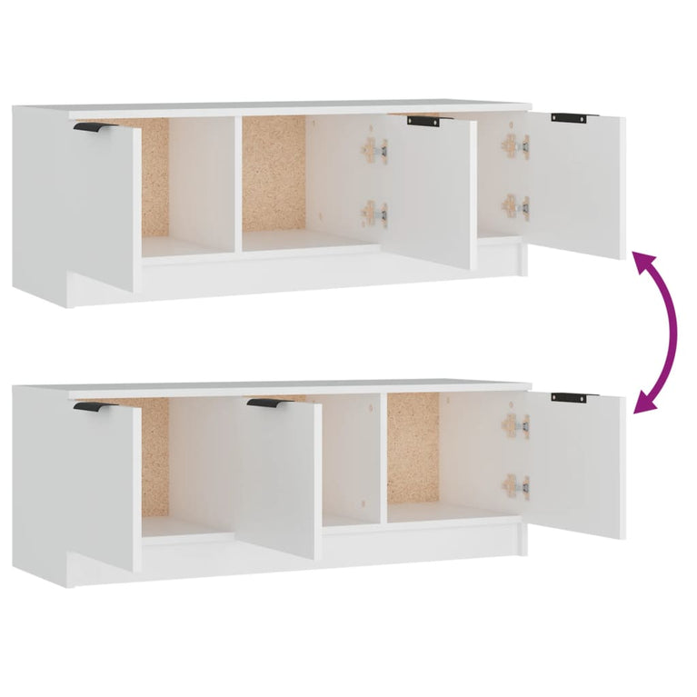 Tv-meubel 102x35x36,5 cm bewerkt hout wit