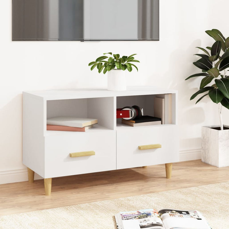 Tv-meubel 80x36x50 cm bewerkt hout wit