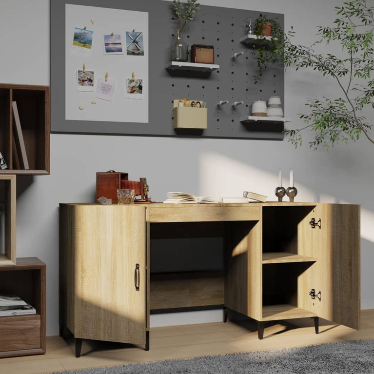 Bureau 140x50x75 cm bewerkt hout sonoma eikenkleurig