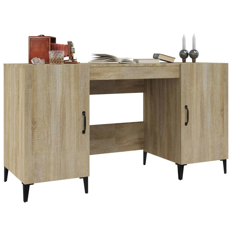 Bureau 140x50x75 cm bewerkt hout sonoma eikenkleurig