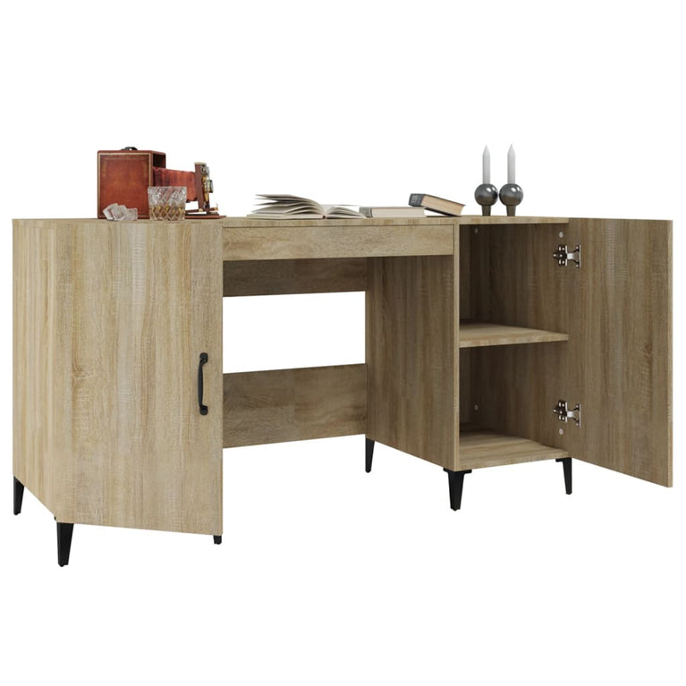 Bureau 140x50x75 cm bewerkt hout sonoma eikenkleurig