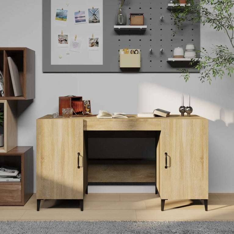 Bureau 140x50x75 cm bewerkt hout sonoma eikenkleurig