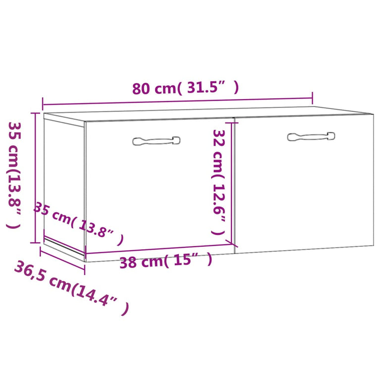 Wandkast 80x36,5x35 cm bewerkt hout wit