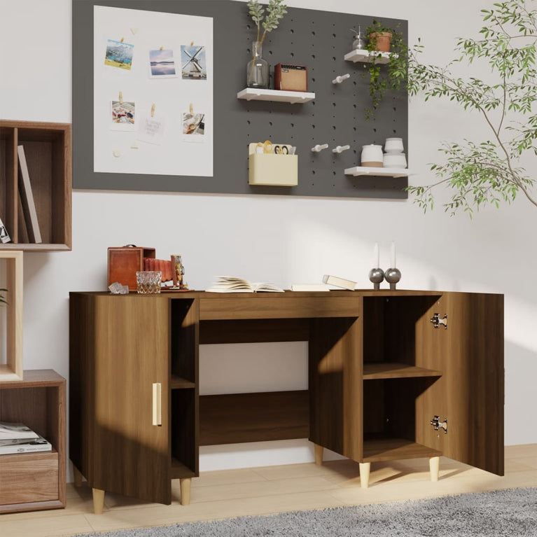 Bureau 140x50x75 cm bewerkt hout bruin eikenkleur