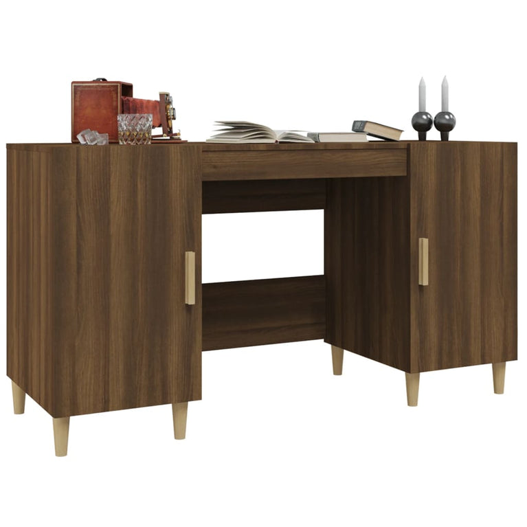 Bureau 140x50x75 cm bewerkt hout bruin eikenkleur