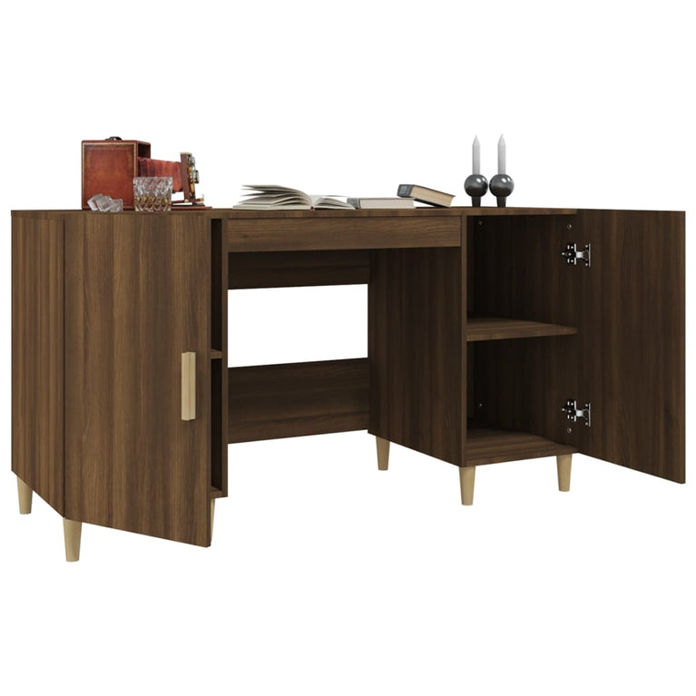 Bureau 140x50x75 cm bewerkt hout bruin eikenkleur