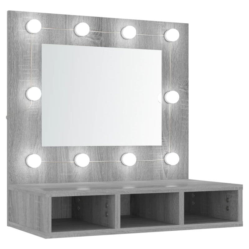 Spiegelkast met LED-verlichting 60x31,5x62 cm grijs sonoma