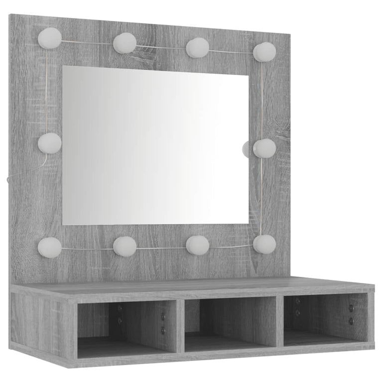 Spiegelkast met LED-verlichting 60x31,5x62 cm grijs sonoma