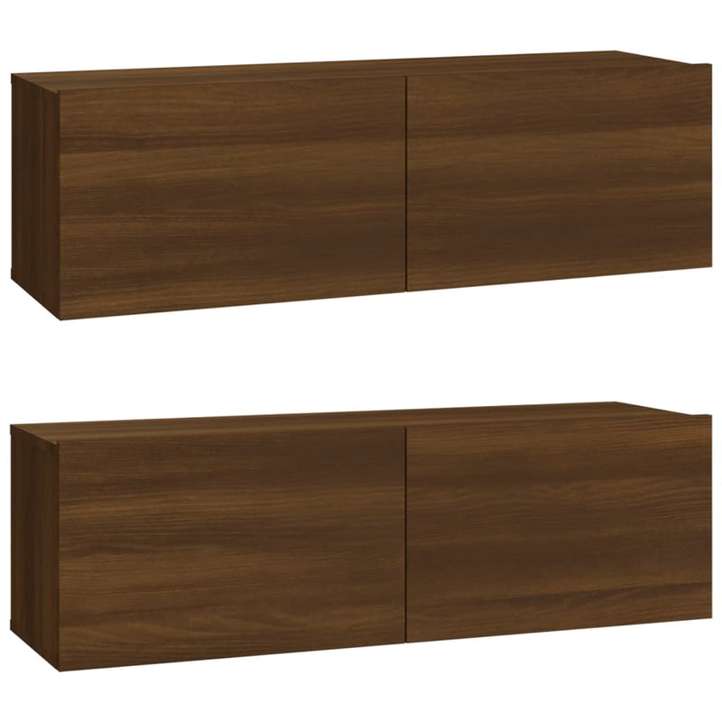Tv-meubelen 2 st wandgemonteerd 100x30x30 cm hout bruineiken