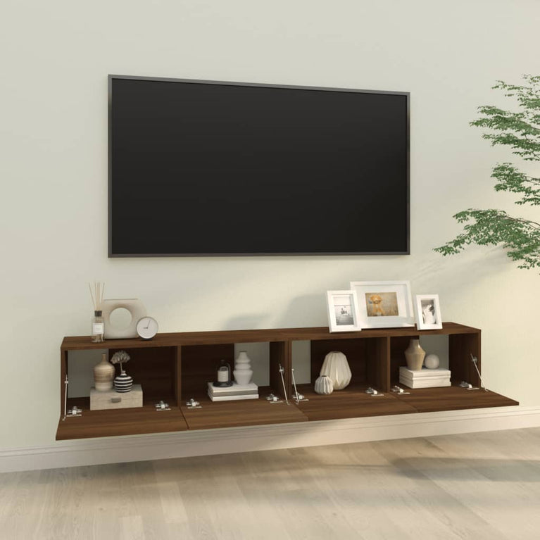 Tv-meubelen 2 st wandgemonteerd 100x30x30 cm hout bruineiken