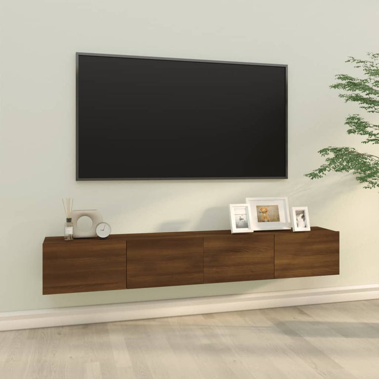 Tv-meubelen 2 st wandgemonteerd 100x30x30 cm hout bruineiken