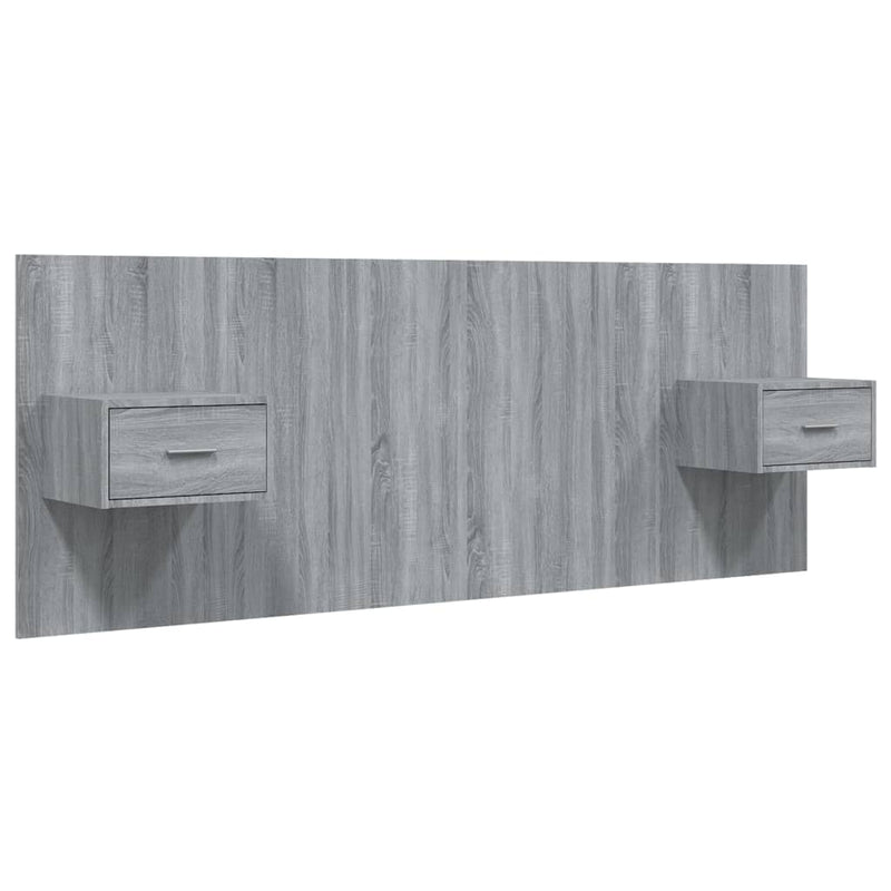 Hoofdbord met kastjes bewerkt hout grijs sonoma eikenkleurig