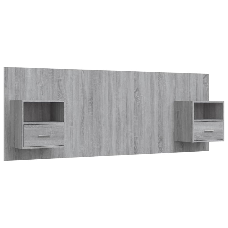 Hoofdbord met kastjes bewerkt hout grijs sonoma eikenkleurig