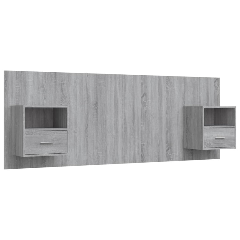 Hoofdbord met kastjes bewerkt hout grijs sonoma eikenkleurig