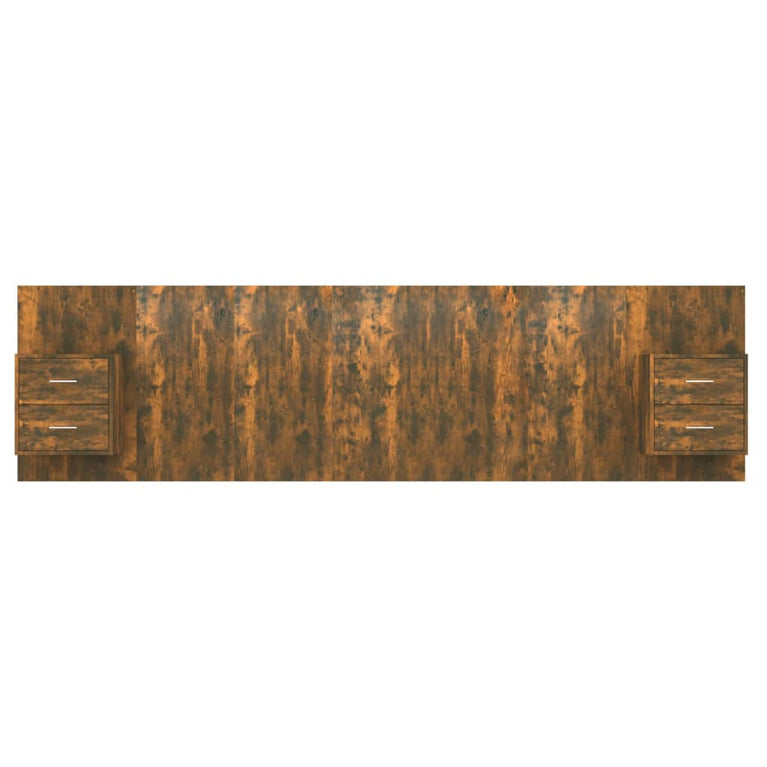 Hoofdbord met kastjes bewerkt hout gerookt eikenkleurig
