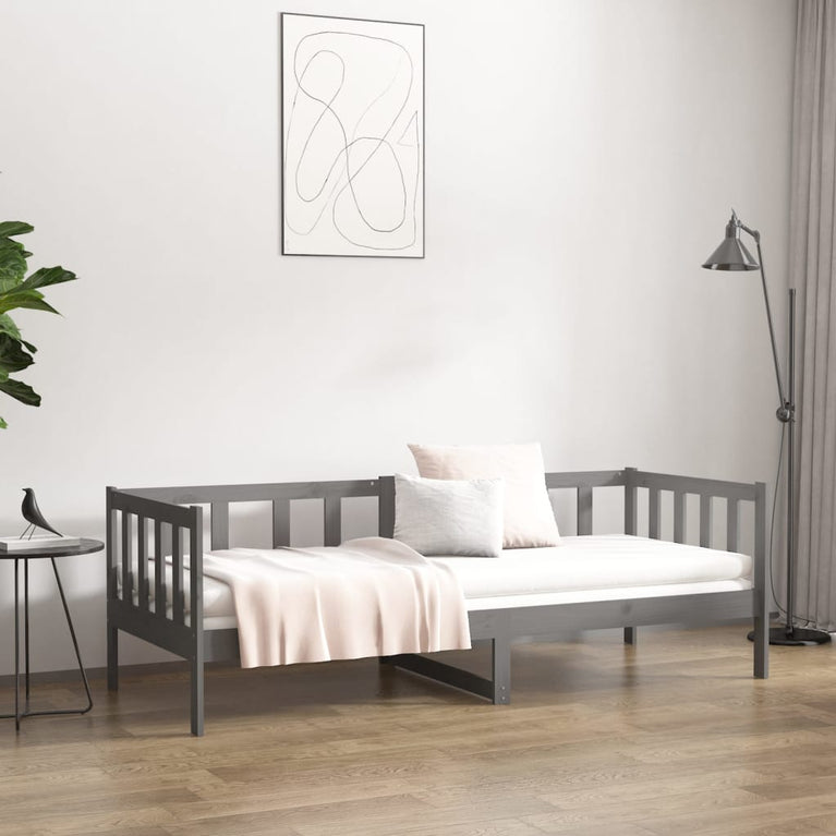 Slaapbank 90x190 cm massief grenenhout grijs