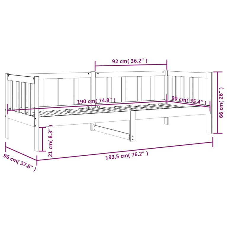 Slaapbank 90x190 cm massief grenenhout grijs