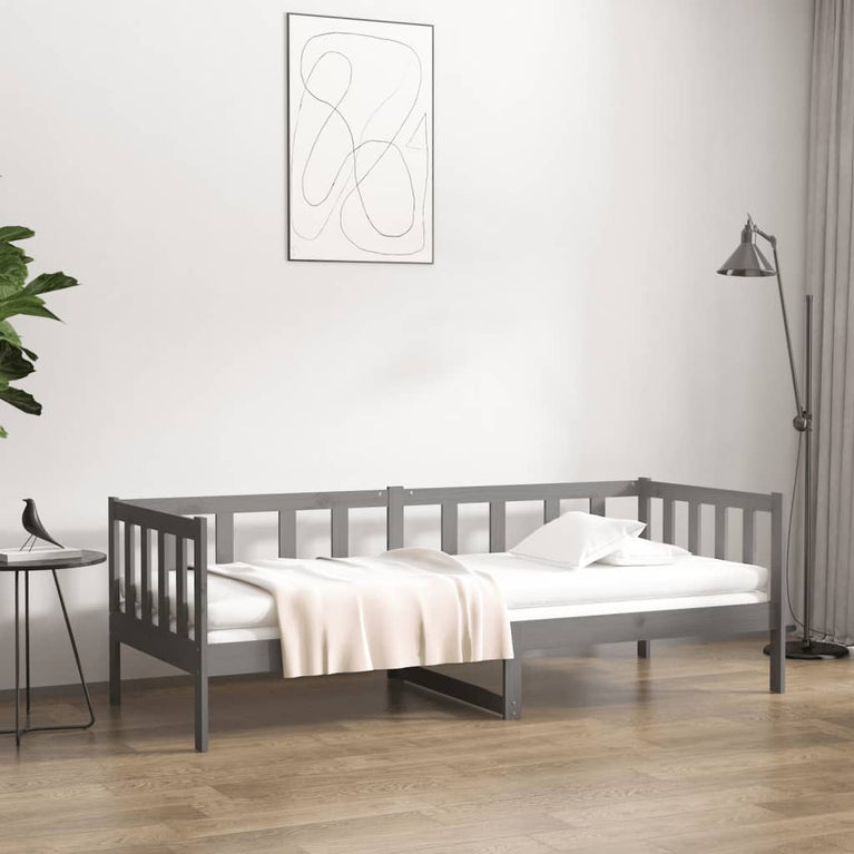Slaapbank 90x190 cm massief grenenhout grijs