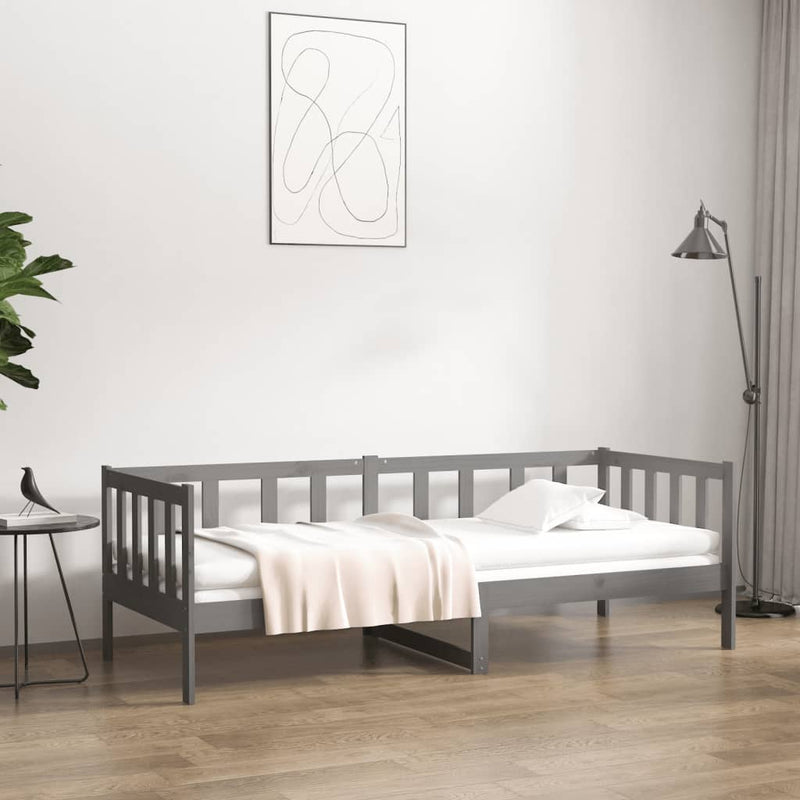 Slaapbank 90x190 cm massief grenenhout grijs