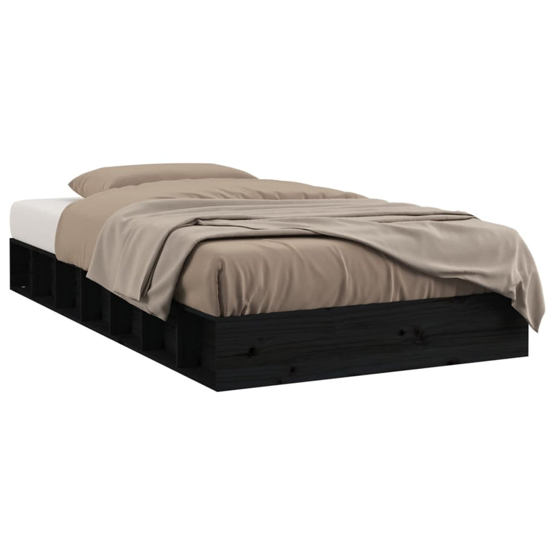 Bedframe massief hout zwart 120x190 cm