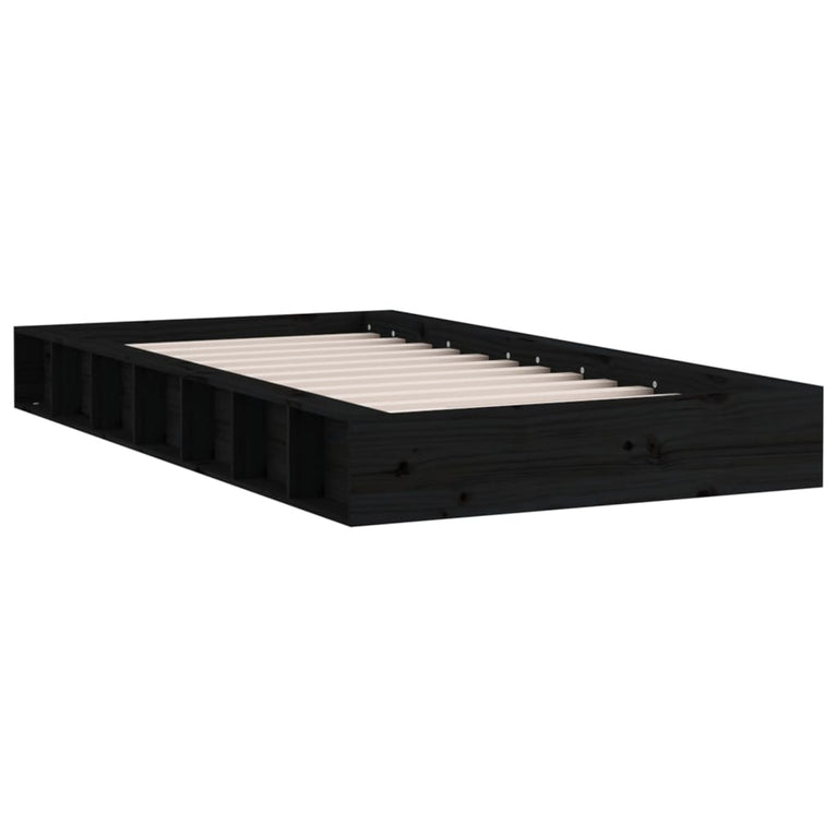Bedframe massief hout zwart 120x190 cm