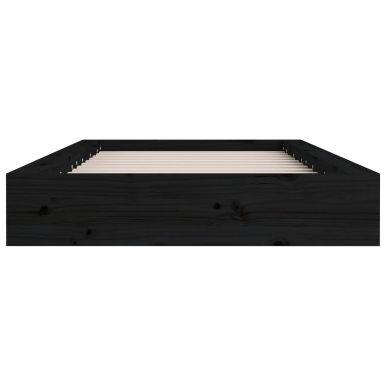 Bedframe massief hout zwart 120x190 cm