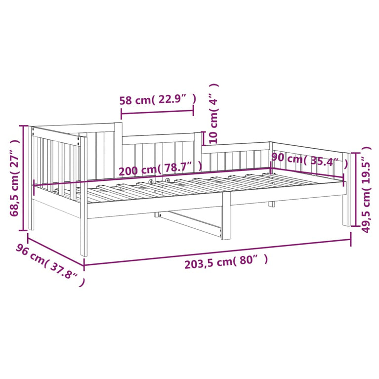 Slaapbank 90x200 cm massief grenenhout