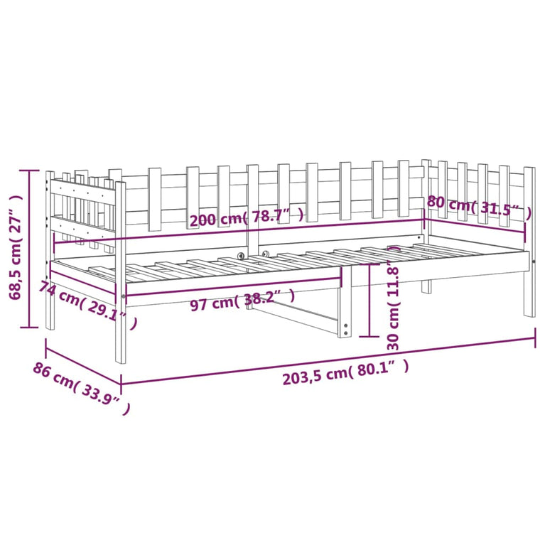 Slaapbank 80x200 cm massief grenenhout