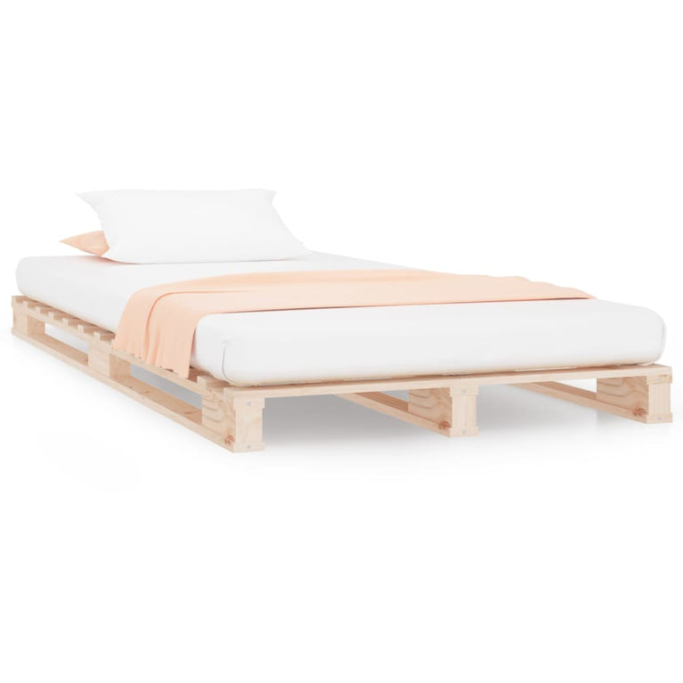 Palletbed massief grenenhout wit 75x190 cm