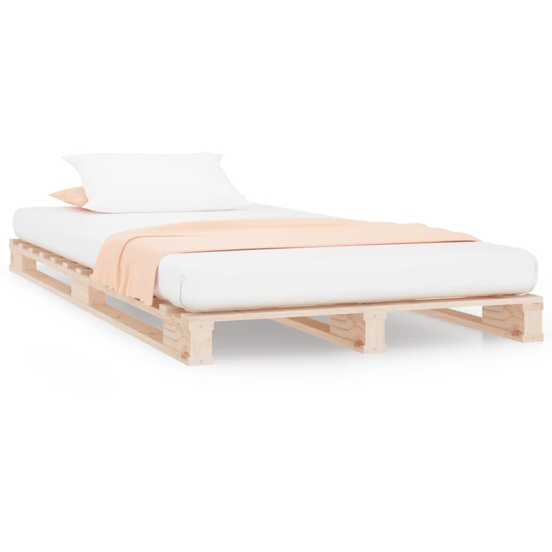 Palletbed massief grenenhout wit 75x190 cm