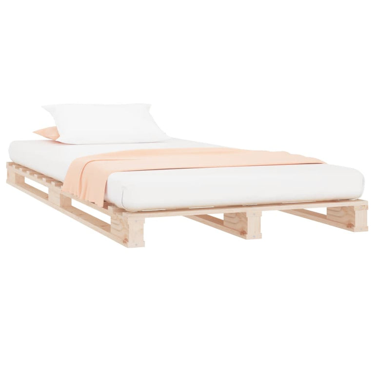 Palletbed massief grenenhout wit 75x190 cm