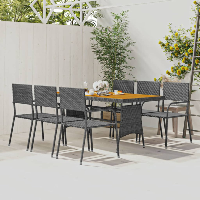 7-delige Tuinset poly rattan grijs