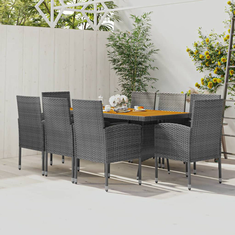 9-delige Tuinset poly rattan grijs