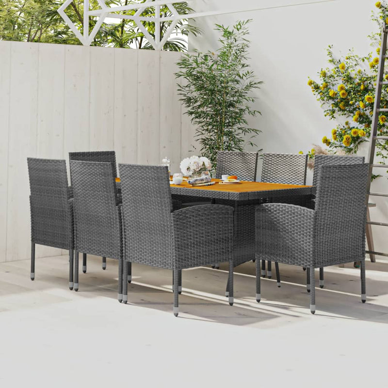 9-delige Tuinset poly rattan grijs
