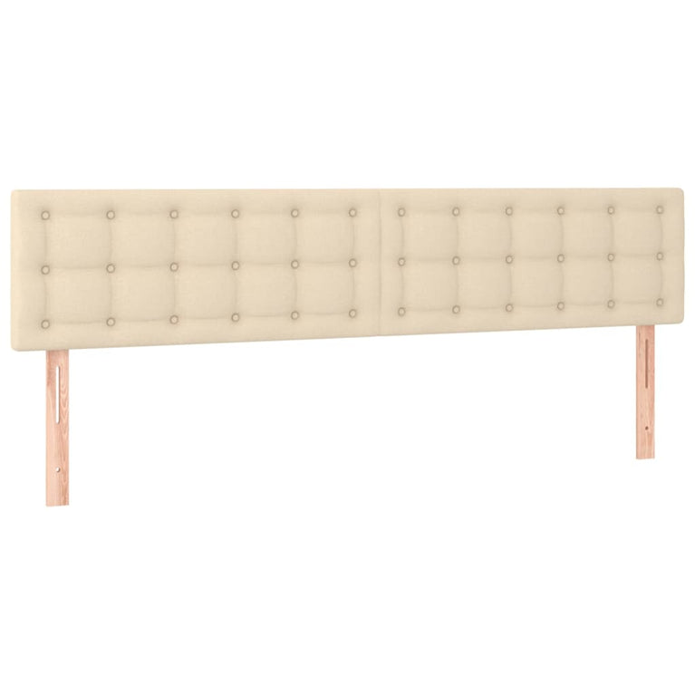 Hoofdborden 2 st 100x5x78/88 cm stof crèmekleurig