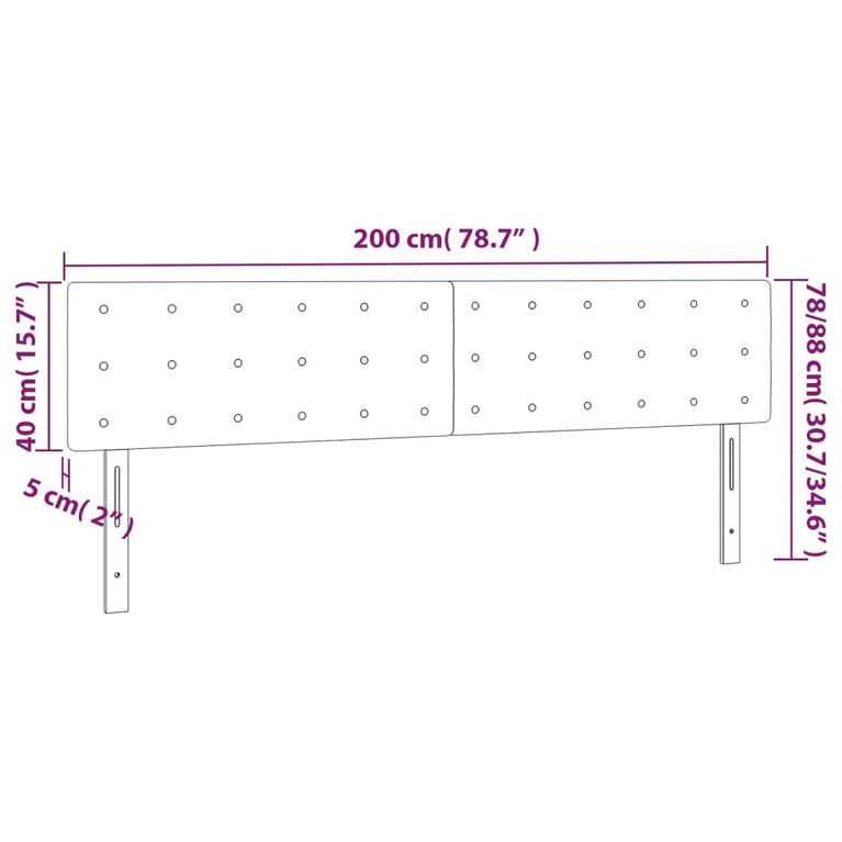 Hoofdborden 2 st 100x5x78/88 cm stof crèmekleurig