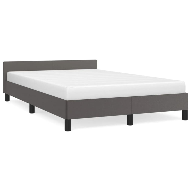 Bedframe met hoofdbord kunstleer grijs 120x200 cm