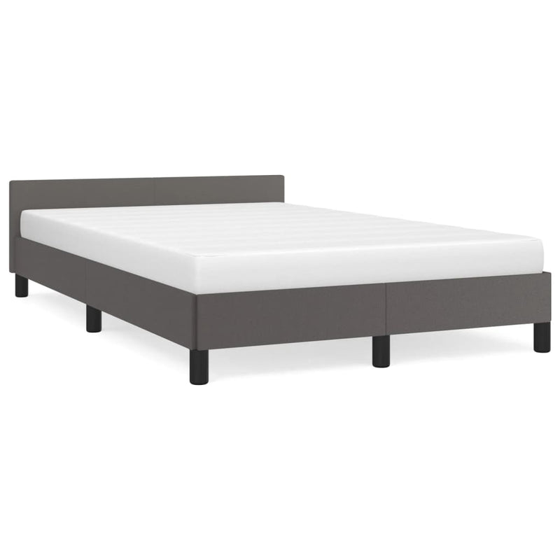Bedframe met hoofdbord kunstleer grijs 120x200 cm