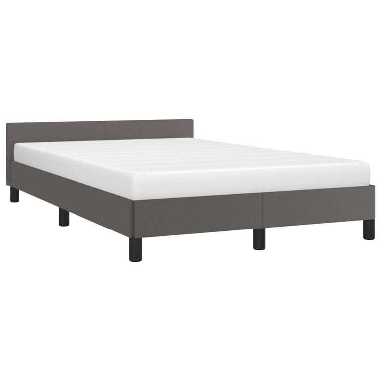 Bedframe met hoofdbord kunstleer grijs 120x200 cm