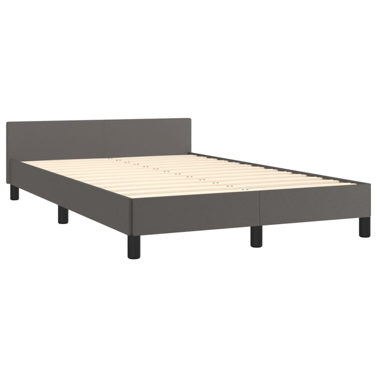Bedframe met hoofdbord kunstleer grijs 120x200 cm