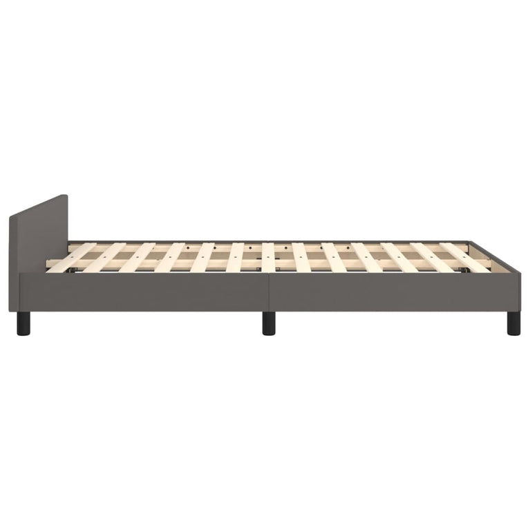 Bedframe met hoofdbord kunstleer grijs 120x200 cm