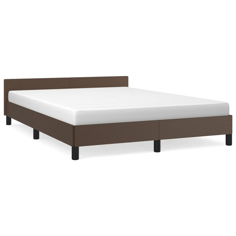 Bedframe met hoofdbord kunstleer bruin 140x190 cm