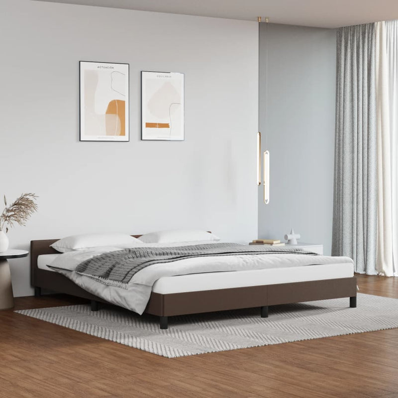 Bedframe met hoofdbord kunstleer bruin 180x200 cm